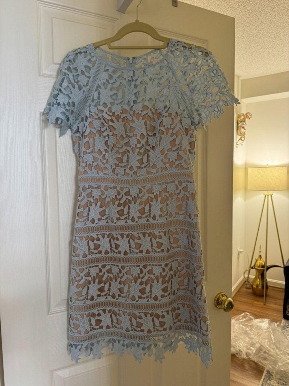 Eliza J Light Blue Lace Dress (Size 4)